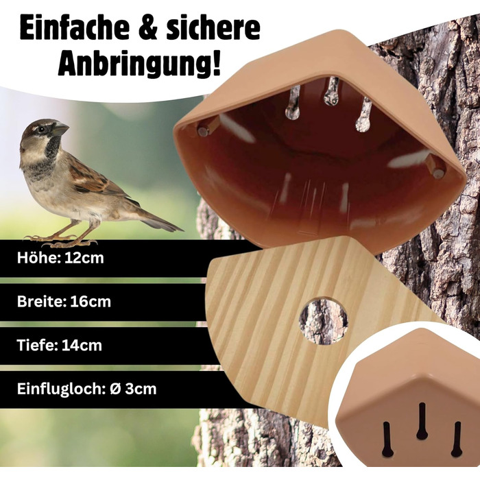 Будиночок для птахів Seaside No.64 - Vogelhaus з бамбука (темний) для малих птахів (синиць, зябликів, сніжників) - декор для дому та гніздовий будиночок на вулиці