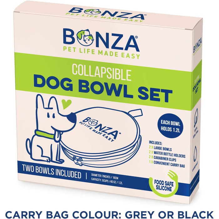 Складані миски для собак Bonza, 2 шт., 1200 мл, сумка, морська хвиля