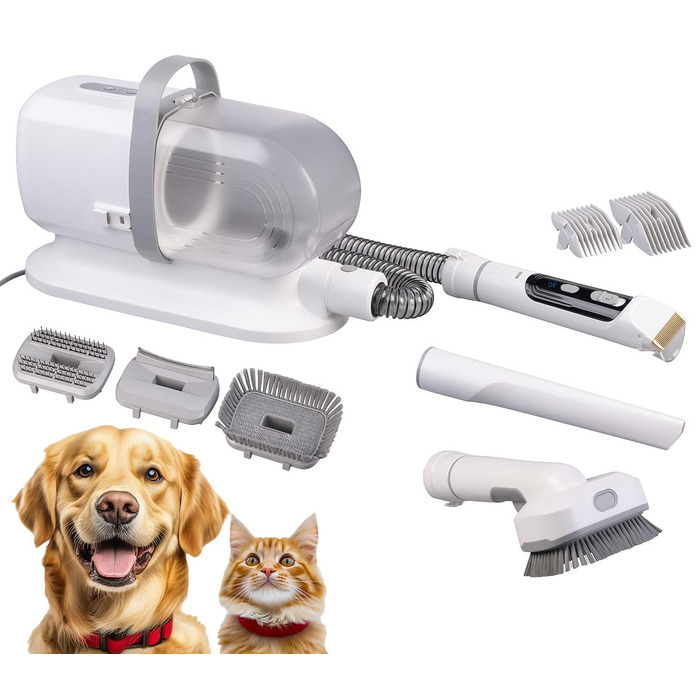 Набір для грумінгу тварин 8-в-1: машинка для стрижки, пилосос для шерсті, фен та щітка