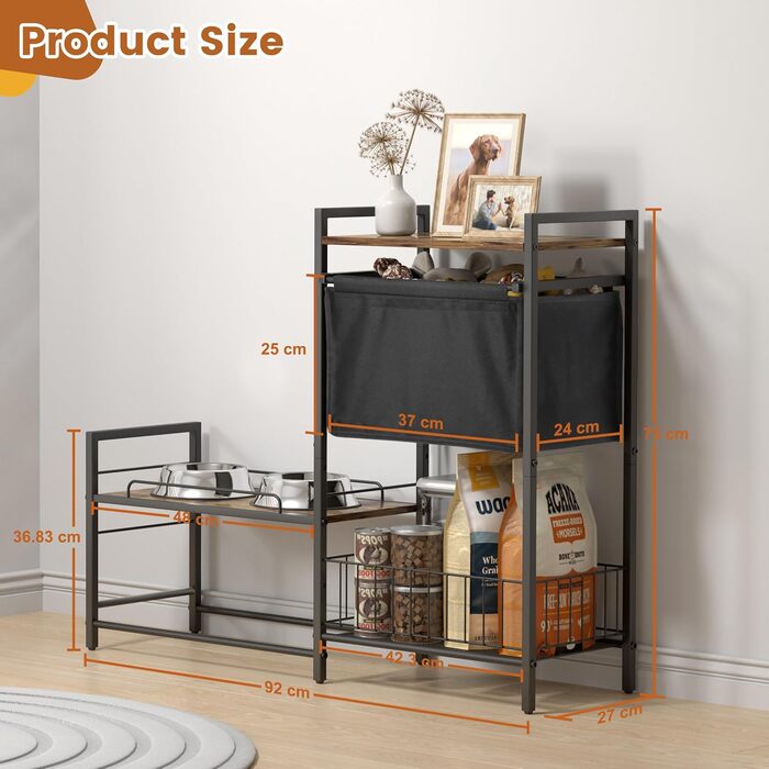 Підвищений миска для собак Bikoney з місцем для зберігання – годівниця та поїлка з кошиком для іграшок, шафка-годонавча для маленьких, середніх та великих собак, органайзер для аксесуарів для тварин