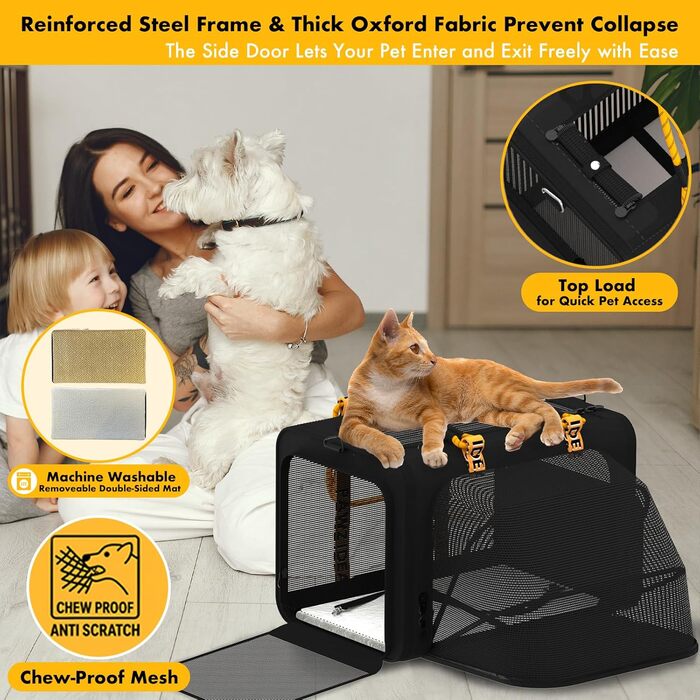 PAWZIDEA Transportbox для тварин, чорний колір, Black Warrior