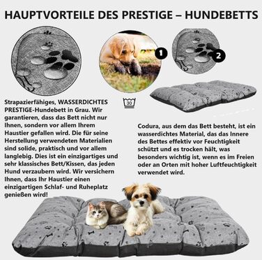 Крісло-ліжко для собак King Dog XL (120x80 см, сірий) - Водонепроникне, миється, з оксфордської тканини