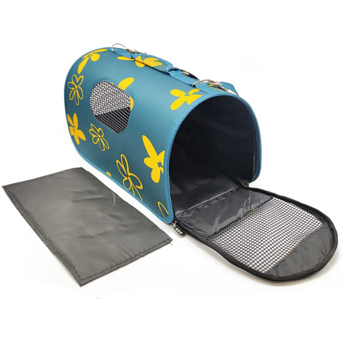 Сумка-переноска для собак, котів та інших тварин BPS, тканина, розмір M (43.5x25x25 см), блакитний, зелений, червоний, чорний