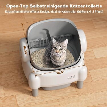 Автоматичний лоток для котів з відкриванням зверху, з керуванням через додаток, датчиком безпеки та 2 рулонами наповнювача, білий та сірий (MN-2) MN-1