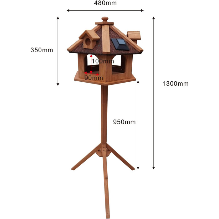 Дерев'яне годівничка для птахів Toboli з підставкою 115 см, вологостійка, для птахів