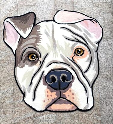 Персоналізований килимок для собак з індивідуальним портретом, коричневий, 56 x 60 см, прямокутний, антиковзкий, туфтований, мультфільм, кристановий оксамит/антиковзкий гумовий, для дому, вітальня