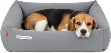 Ортопедичне ліжко для собак Doctor Bark - миється до 95°C, гігієнічне, без запаху, з м'яким коржем для собак середніх порід (M - 80x70 см, світло-сірий)