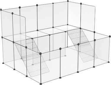 Клітка для тварин NAIZY 26 шт. з драбиною, 143x108x93 см, біла, для кроликів та інших дрібних тварин, розширювана, з металевою сіткою