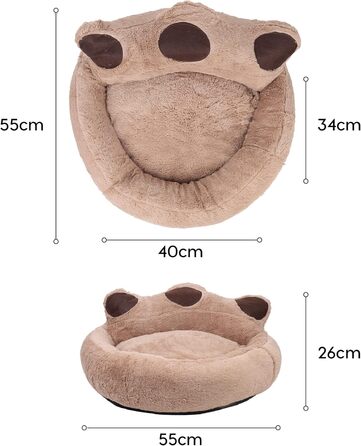 М'яке ліжко для собак та котів Tapsy - зручне, миється, 55 см, розмір M (40 x 34 см)