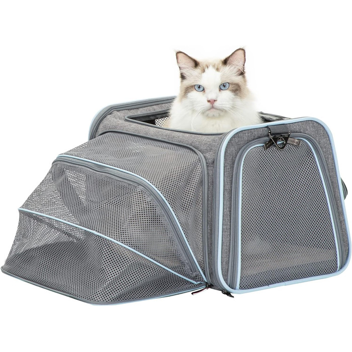 Складана переноска для котів і собак Petsfit, розширювана, авіаційна, з оксфордської тканини, з плечовим ременем