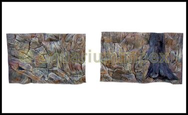 3D фон для акваріума 150x50 см, скеля з коренем, 2 частини