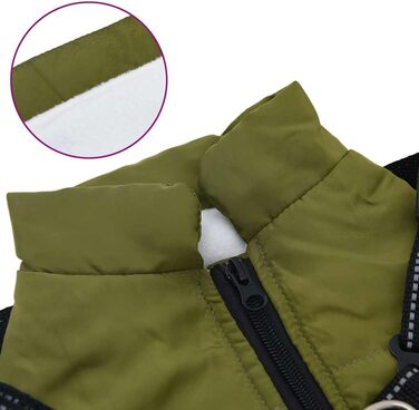 Водонепроникний дощовик для собак від vidaXL з шлейкою, дощовик для собак, теплий дощовик для цуценят, армійний зелений (l24)