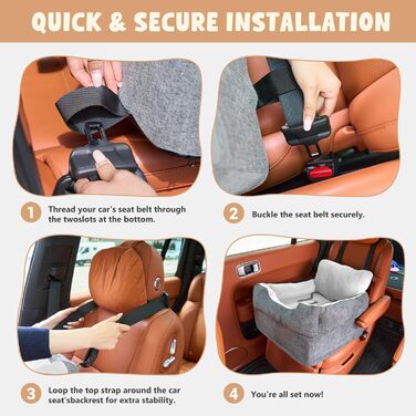 Автокрісло для собак Avont, до 14 кг, сіре, 50х50х40 см