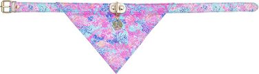 Регульоване нашийник-хустинка Lilly Pulitzer для собак, міцна екошкіра, застібка, кільце для повідця/жетона, Splendor im Sand, розмір M/L