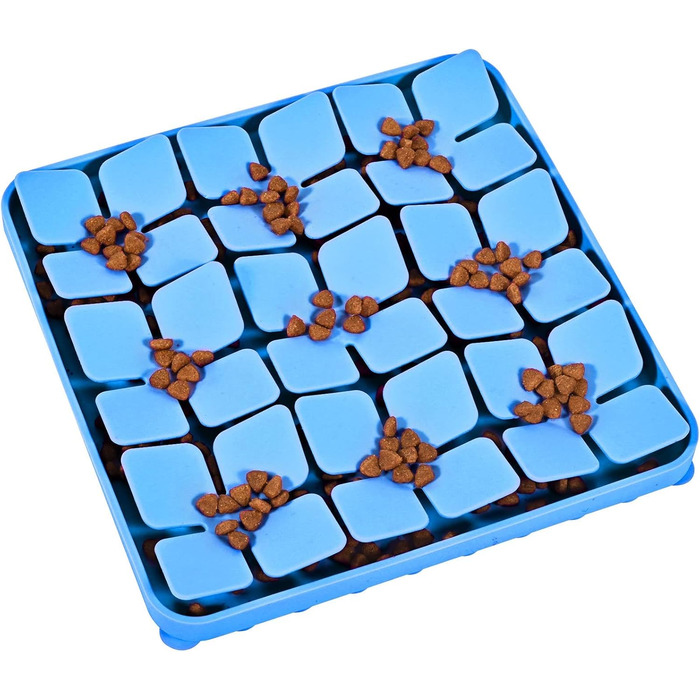 Силіконова килимок-нюхалка для собак, повільний годівник, миска для котів, килимок для ласощів, пазл-миска для тренування нюху та повільного харчування (Блакитний)