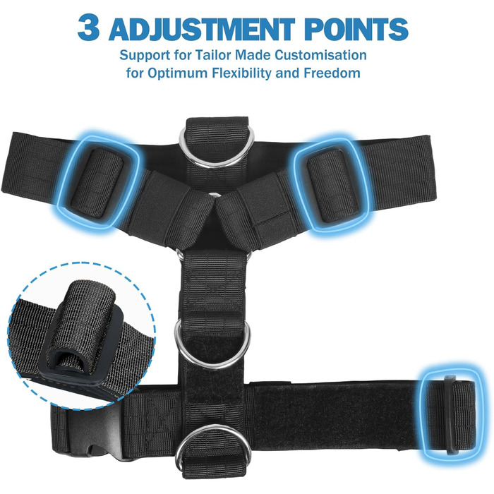 Шлейка для собак FEimaX для великих собак, тактична, не тягне, чорна, XL. Зручна, дихаюча, міцна, з м'якою підкладкою