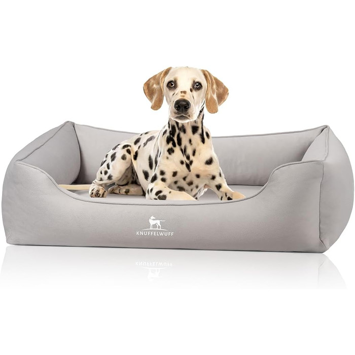 Ортопедичне собаче ліжко Knuffelwuff Oliver, M-L - М'яке, з ефектом замші, з Memory Foam, водовідштовхувальне, для собак маленьких та великих порід (120 x 85 x 25 см, Сірий)