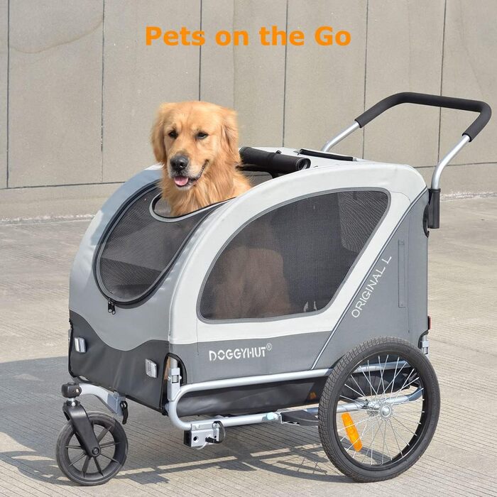 Велопричіп та візок для собак Doggyhut Original Large 2 в 1, до 35 кг, з ручним гальмом Tiggo 80405