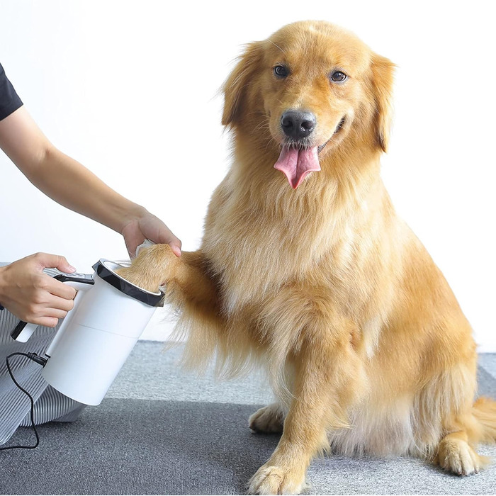 Електричний очищувач лап для собак PJDDP, силіконовий, з рушником, портативний, для середніх та великих собак, чорний