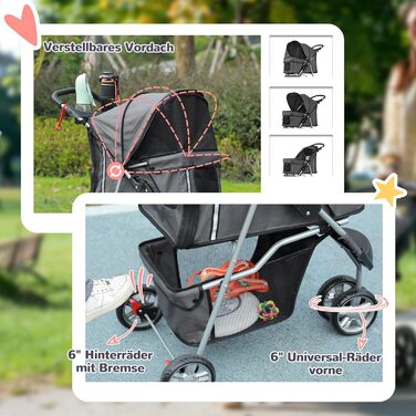 Візок для собак та котів PawHut - складаний, до 10 кг, сірий