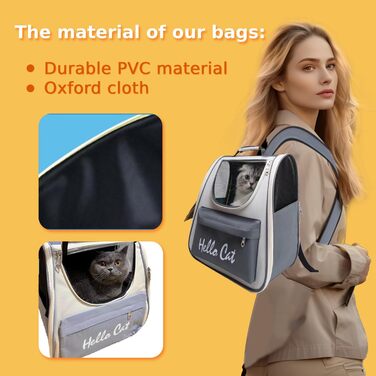 Рюкзак для кота з сіткою, рюкзак для собак, рюкзак для тварин до 15 кг, дихаючий, чорний