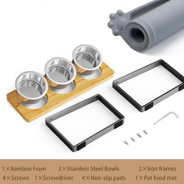 Підвищений годівниця для котів, миска для котів з нержавіючої сталі з підкладкою з силікону, 15° ергономічна станція для годування, миска для собак, годівниця та поїльник для котів та маленьких собак