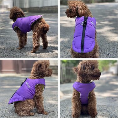 Зимова куртка для собак, водонепроникна, вітронепроникна, тепла флісова куртка з блискавкою для маленьких, середніх та великих собак, зелена, розмір L, зелений (S (-9lbs), фіолетовий)