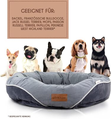 Ліжко для собак маленьких порід La Nube, 61x61 см, диван-ліжко, килимок, корзина, сіре, прання допустиме