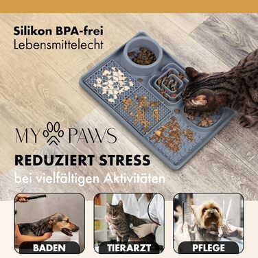 Schleckmatte для котів та собак MyPaws® Premium - інтелектуальна іграшка, Activity Board, сірий/чорний