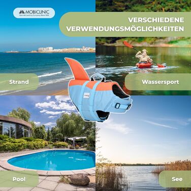 Spas-жилет Sharky для собак, XL: яскравий, плавучий, з ручкою для рятування, синьо-помаранчевий