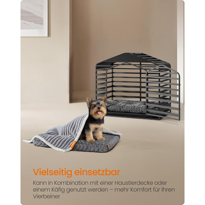 Ліжко для собак Feandrea XL, м'яке, плюшеве, 110 x 73 см, для великих собак, сірий, знімний чохол, антиковзаюче покриття