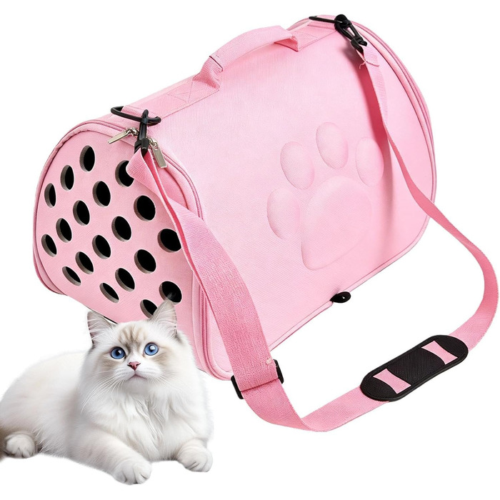 М'яка переноска для тварин Pasbuteiy | Переноска для котів з плечовим ременем | Переносна сумка для кошенят для подорожей - для відвідування ветеринара, міських активностей, рюкзака, подорожей, піших прогулянок, кемпінгу на відкритому повітрі, рожевого ко