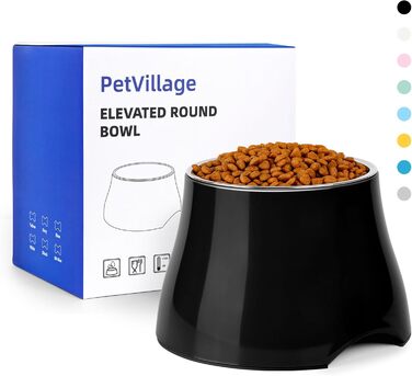 Миска для собак Petvillage, конусоподібна, неслизька, з нержавіючою сталлю, піднята, для середніх собак, спанієлів з довгими вухами, велика місткість, розмір L, 3 чашки, чорний колір