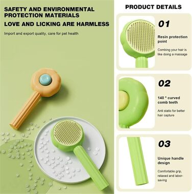 Щітка для котів та собак GeRRiT, 2-в-1 масажна щітка для грумінгу, самоочищення, для довгої та короткої шерсті, помаранчевого кольору