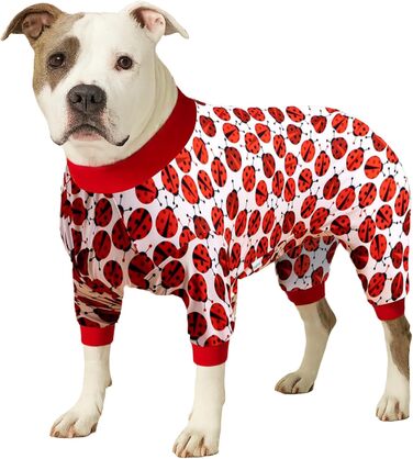 Піжама для великих собак LovinPet, рожевий принт, розмір M (Medium, White Red)