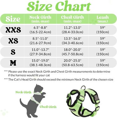 Шлейка для кота Rabbitgoo з повідком, м'яка, безпечна, регульована, зелена, розмір M (XXS, 1 шт.)