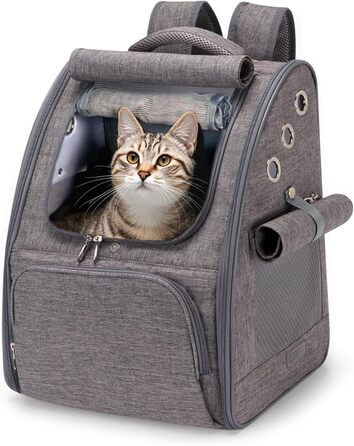 ALLSOPETS Рюкзак-переноска для собак і котів, складаний, дихаючий, з сонцезахистом, графітово-сірий, для подорожей, кемпінгу, прогулянок
