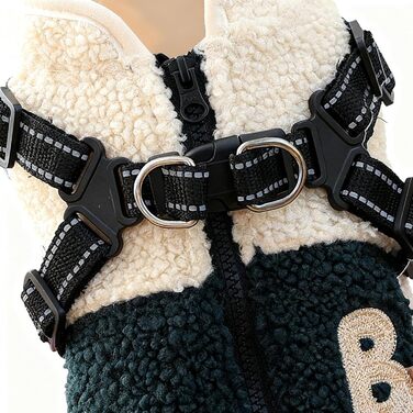 Зимовий одяг для собак – теплий куртка з підкладкою з флісу, отвором для шлейки, для маленьких та середніх собак, прогулянки на вулиці, піші прогулянки, зелено-білий колір