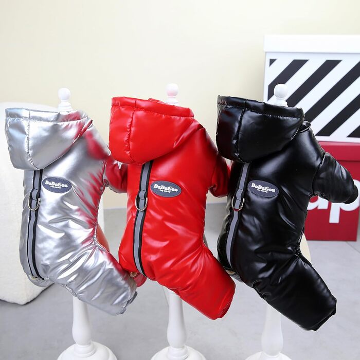 Теплий зимовий одяг для собак Izefia: чорний теплий комбінезон для собак з бавовни, водонепроникний, для маленьких та середніх собак, L (довжина спини 27 см)