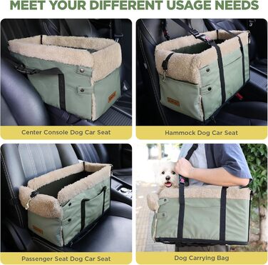 Автокрісло для собак з PU-шкіри, Рожеве (Зелена PU-шкіра)