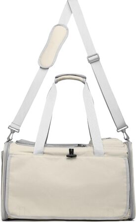 Велика переносна сумка для котів, собак, цуценят до 8 кг, з безпечними замками та регульованим плечовим ременем. Дихаюча, складана сумка-переноска для подорожей, до ветеринара, в авто та літак (Бежевий)