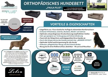 Лебон - лежанка для собак Паула Плюс | Ортопедична | 4 кольори | 4 розміри | Легко чистити | Водовідштовхувальна (L, Сірий) L Сірий