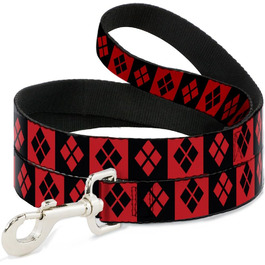 Повідок для собак Buckle-Down Harley Quinn, червоно-чорний, 4 фути, 2,5 см