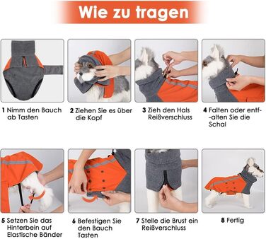 Зимова куртка для собак SlowTon з нашийником-гетром, світловідбиваючими смугами, регулюванням, водонепроникна, вітронепроникна, для цуценят, м'яка, червона, розмір L+