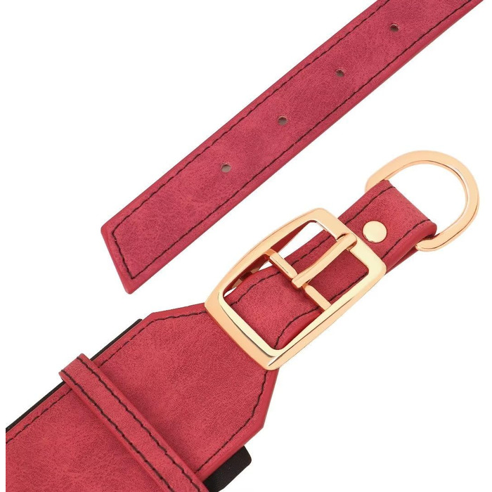 Нашийник для собак середніх та великих порід PET ARTIST з міцної PU шкіри, з гравіюванням, металева застібка, L (M: Neck 33-41см, Width 3см), червоний