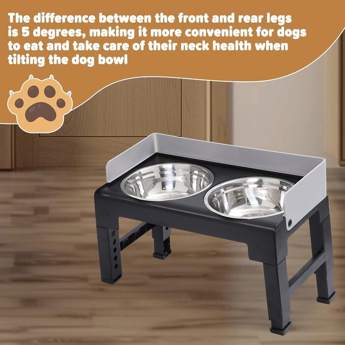 Підвищені годівниці для собак з перегородкою, 2 великі миски, регульована висота, для малих, середніх та великих собак