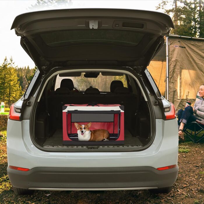 Транспортна переноска для собак Petsfit - розкладна, тканинна, для дому, велика, червона (M)