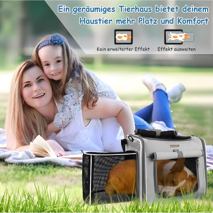 Корзина для собак на велосипед, розширювана, складана, з 4 дверцятами та сітковими вікнами, сумка-рюкзак для тварин, для котів та собак середніх та малих порід