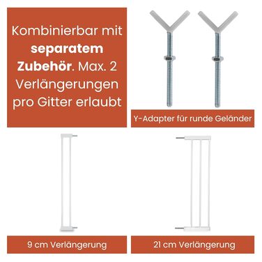 Захист для воріт Hauck Clear Step Autoclose 2, білий - самозакривне ворота для дітей та собак, ширина 75-80 см, висота 77 см, без свердління