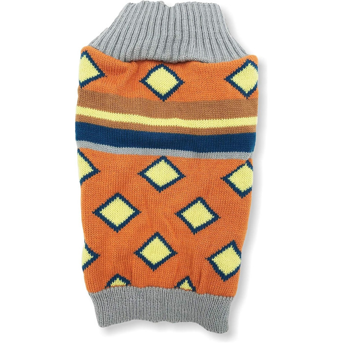 В'язаний теплий пуловер для собак, модна модель, для маленьких та великих тварин, розмір XXS (довжина 20,3 см), помаранчевий ромбік